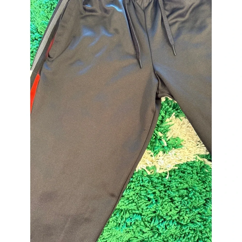 Adidas Track Pants Mens M Black Good Primegreen Tricolor Stripe Joggers